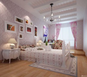 粉色窗帘 长方形卧室