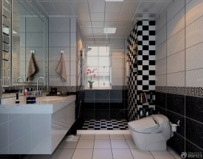 卫生间黑白瓷砖  家庭装修样板间