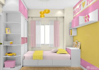 卧室飘窗粉色窗帘设计图