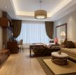 中式风格小户型客厅卧室一体窗帘设计效果图 
