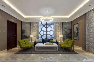90平方中式客厅窗帘设计效果图 