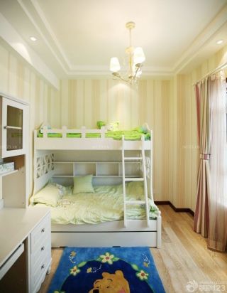 田园风格儿童房双层床装修实景图