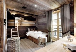 美式乡村风格10平米儿童房高低床设计图