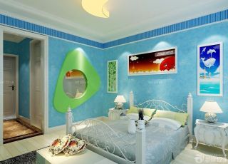 美式风格10平米儿童房床头背景墙设计图