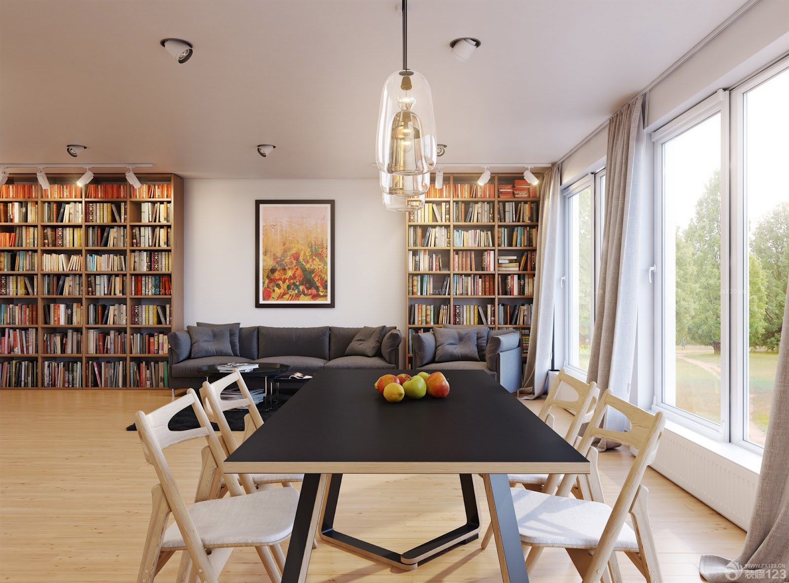 90平米复式楼客厅兼书房装修设计图片