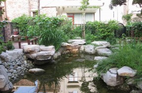 庭院景观设计 假山鱼池