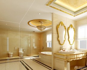 欧式卫生间黄色地面瓷砖装饰图
