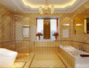 欧式卫生间黄色墙面瓷砖装修效果图