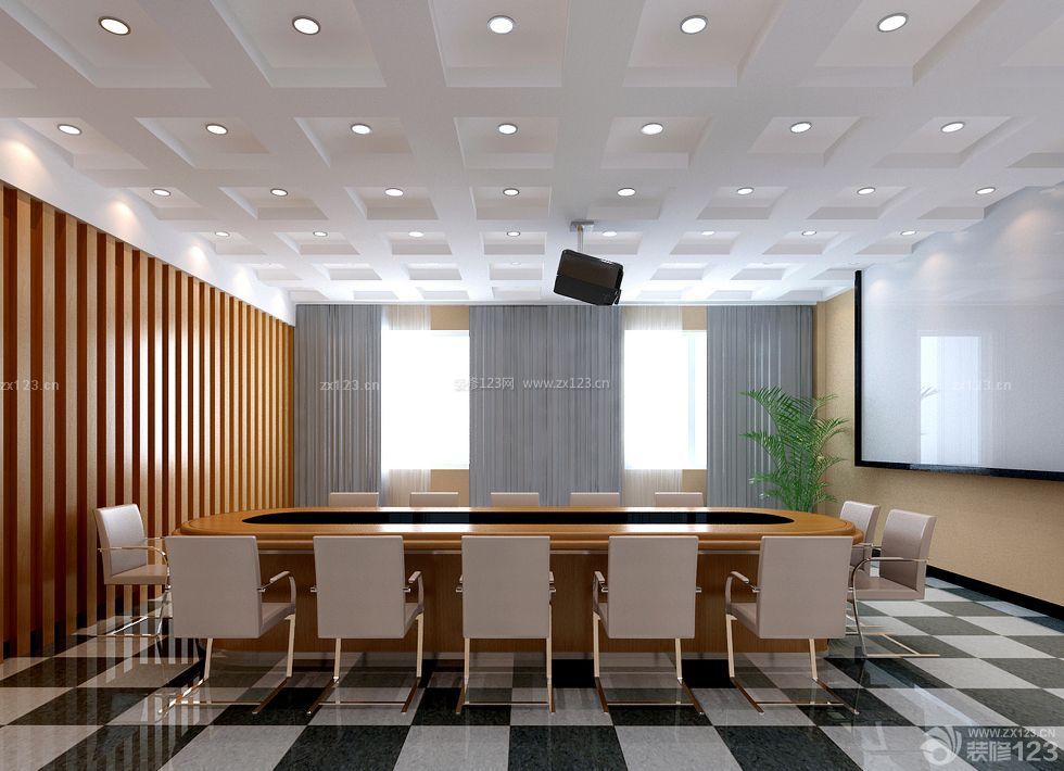 会议室格栅灯设计效果图片