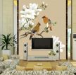 中式风格电视背景墙花鸟画壁纸设计图