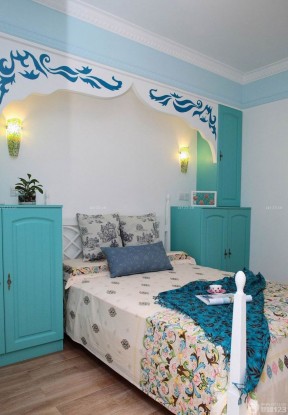 地中海风格儿童房 床头背景墙