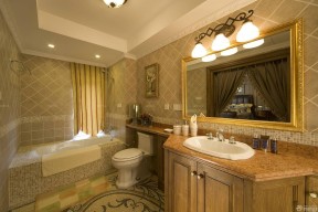 欧式风格室内浴室洗手盆台面效果图
