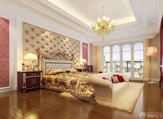 欧式风格三室一厅卧室双人床设计图片