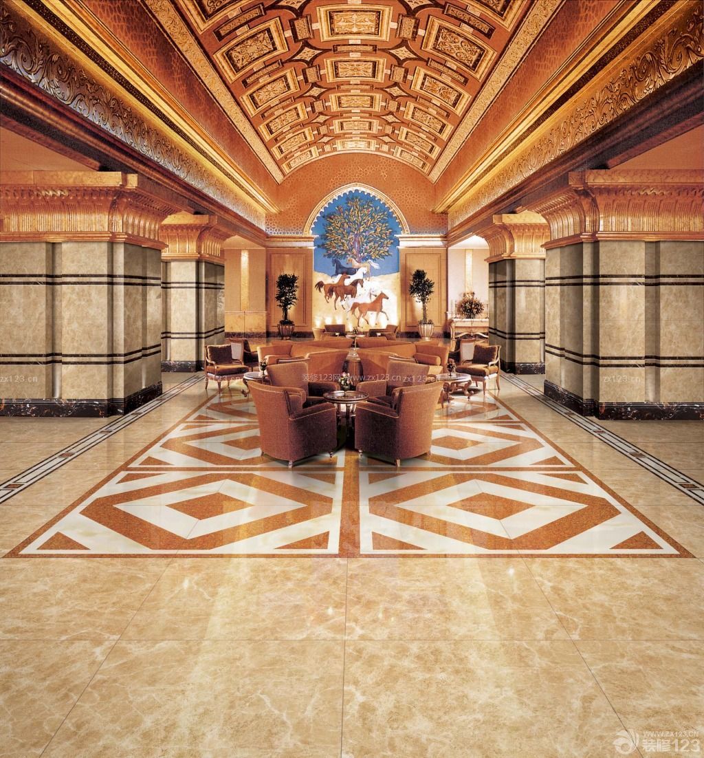 欧式风格餐厅大堂设计装修效果图