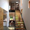 木制楼梯阁楼书房设计效果图
