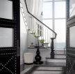 美式别墅木制楼梯设计效果图