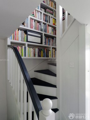 木制楼梯 美式书柜