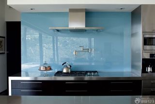 现代美式风格厨房青色墙面图片