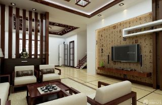 中式风格别墅客厅隔断设计