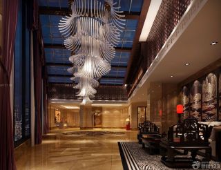 中式混搭风格宾馆大堂艺术灯具设计图