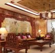 最新中式小客厅窗帘装饰图片