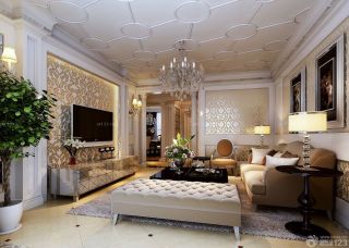  现代欧式风格普通家庭客厅装修设计图