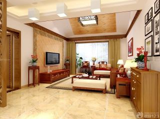 中式家装客厅窗帘设计效果图片