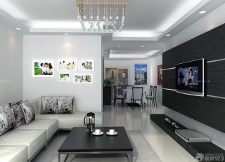 简约黑白风格70-80平方小户型客厅装修案例 