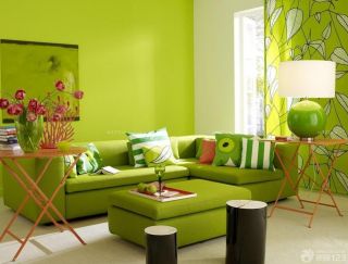 时尚60平米房屋装修设计图绿色墙面设计样板