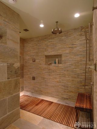 仿古瓷砖墙面淋浴房喷头效果图