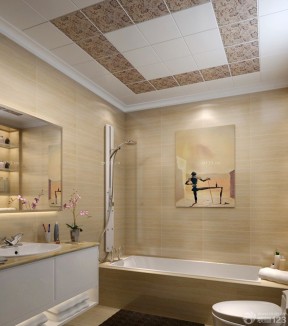 现代时尚浴室铝扣天花板装饰效果图