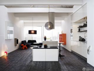 时尚60平米两室一厅小户型黑色木地板装修实景图