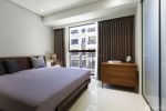 70平方家装卧室纯色窗帘设计效果图 