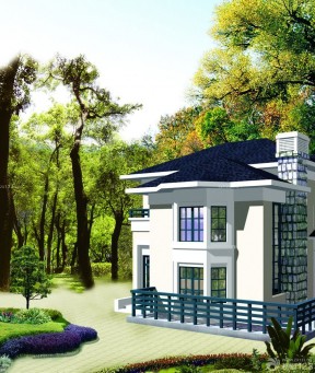 最新宁静现代欧式120平米农村别墅设计图