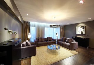 最现代美式130平米客厅布艺沙发简单装修效果图