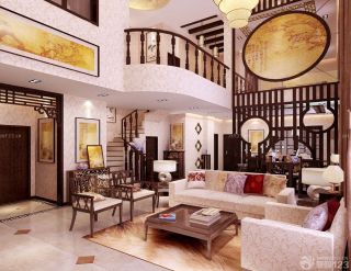 中式家装100平方二层别墅客厅设计图