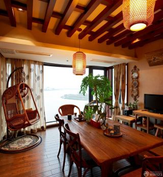 东南亚风格80平小复式餐厅装修效果图
