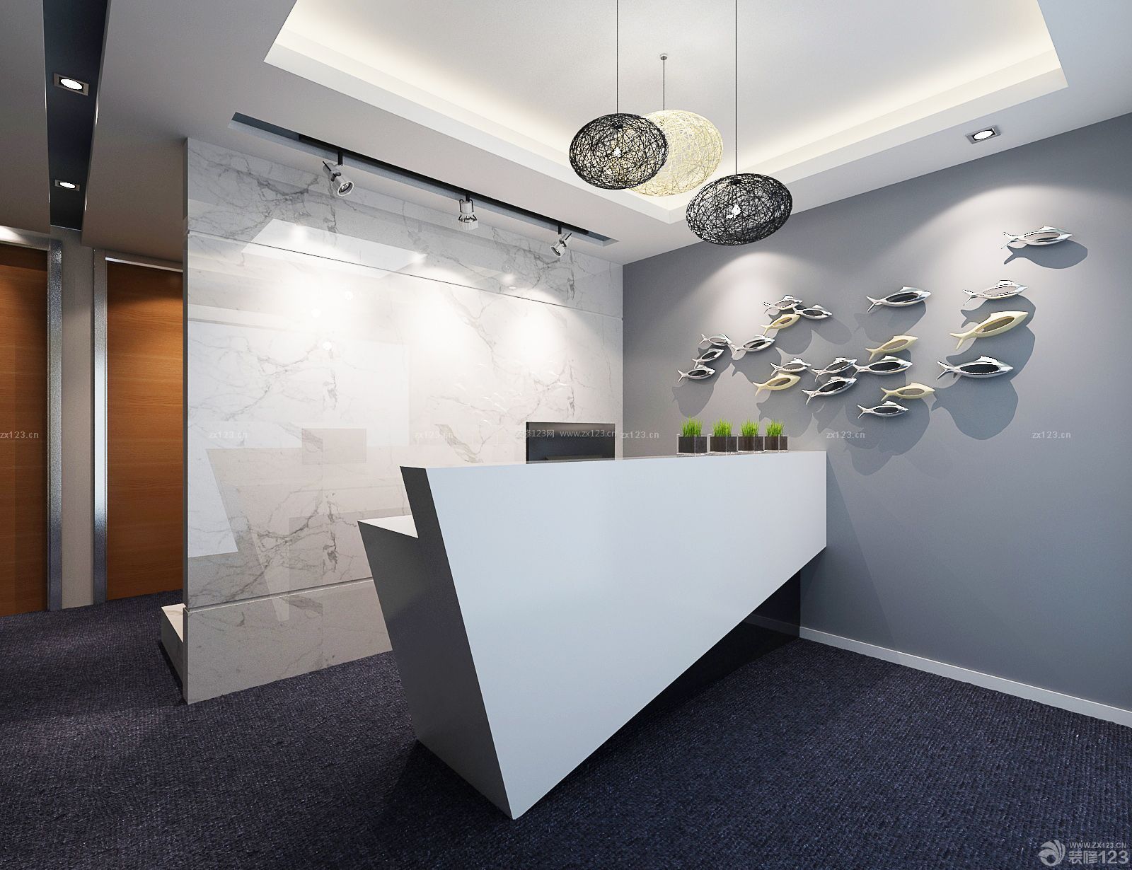 80平米广告公式形象墙办公室装修设计效果图