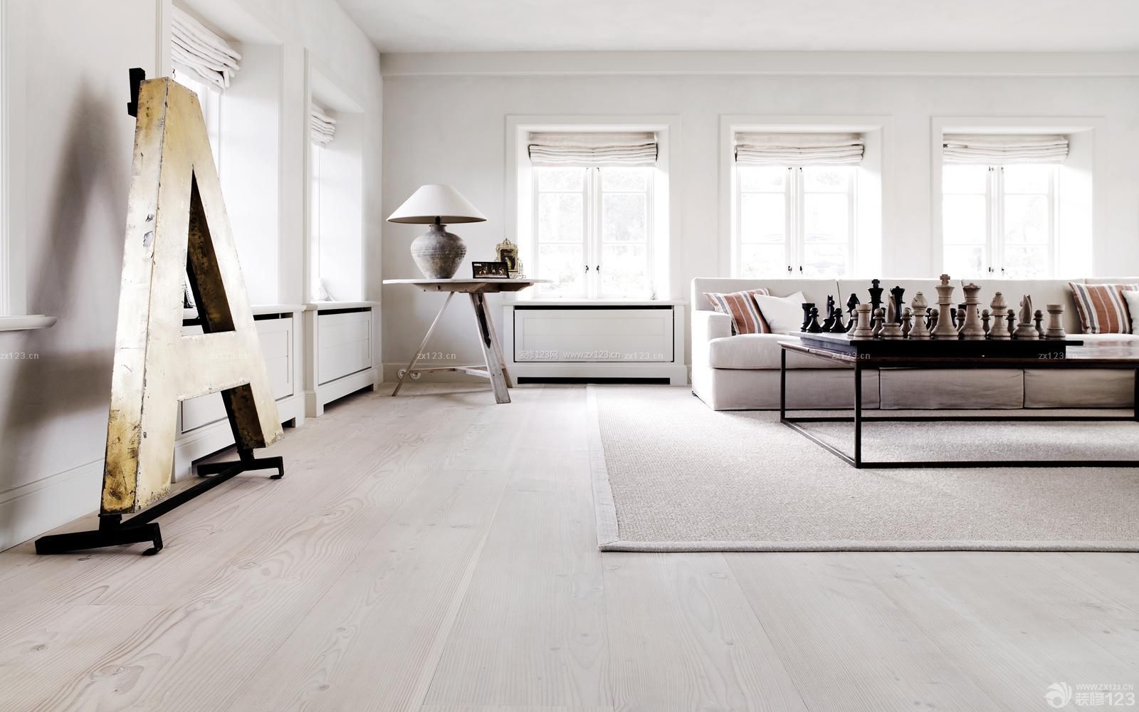 现代北欧风格白色木地板装修效果图片