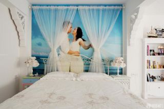 70平米独单婚房婚纱照床头背景墙装修效果图片