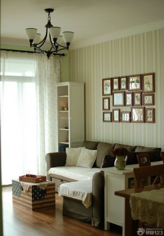 美式风格70平米独单婚房客厅装修效果图片