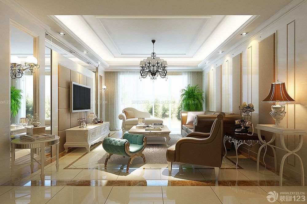 现代风格欧式家装110平米三居室装修实景图