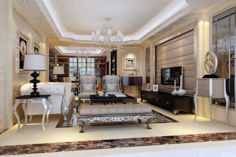 欧式客厅软包背景墙装修效果图片