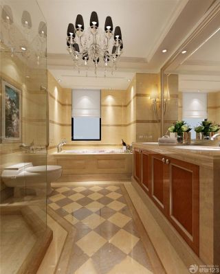 雅致欧式120平米房子浴室柜装修设计图