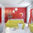70平米一室一厅客厅红色墙面装修效果图片