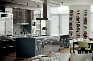 现代风格厨房银色橱柜装修效果图片