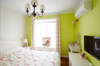 70平米一室一厅卧室绿色墙面装修效果图片