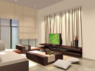 最新家装90平米日式客厅电视墙装修效果图