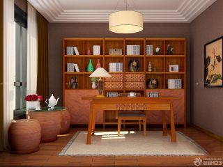 80平米小户型实木家具书房装修效果图