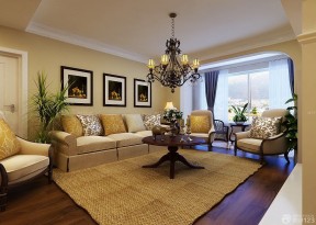 经典简欧式风格客厅沙发靠背摆放实景图